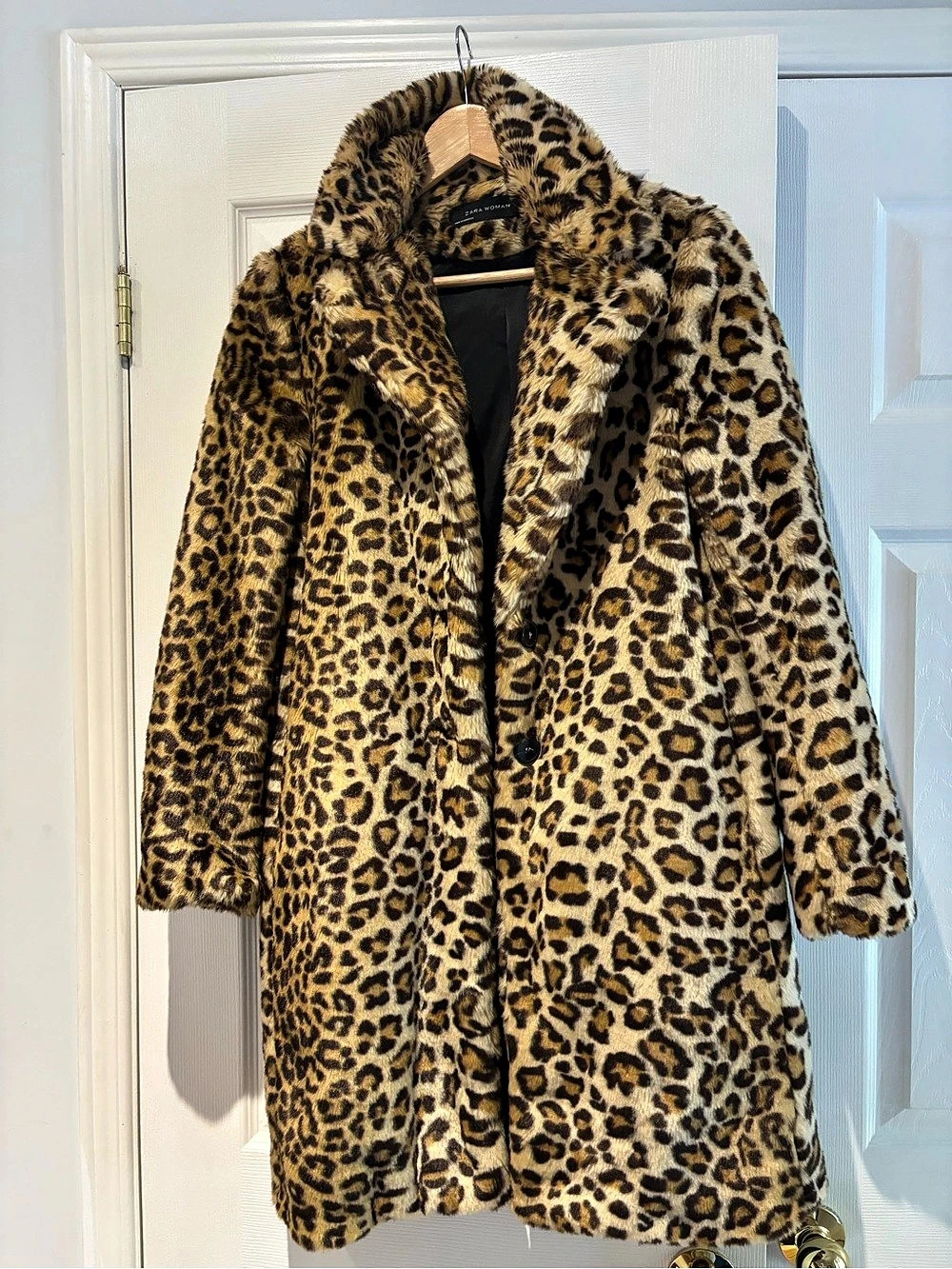 Zara Woman Leopard Print Teddy Coat Size Medium Like New
